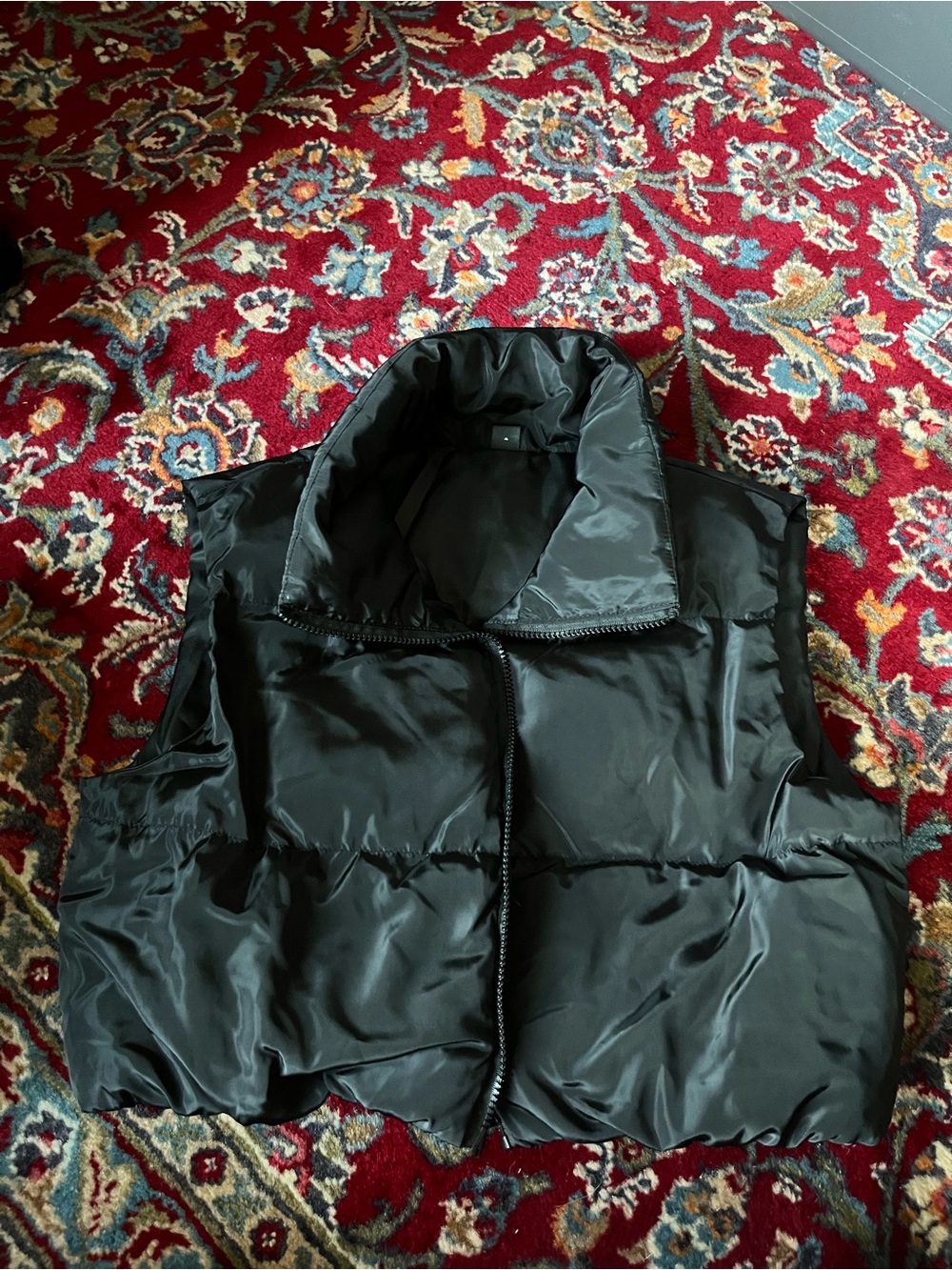 Cropped Black Puffer Vest